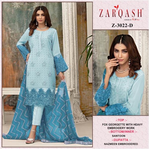 Zarqash Z 3022 Designer Georgette Embroidered Pakistani Suit Collection